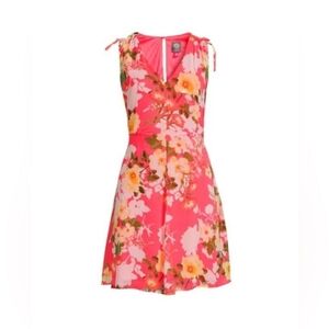 Vince Camuto Sleeveless Floral Chiffon V-Neck Fit & Flare Dress Size 6 NWT